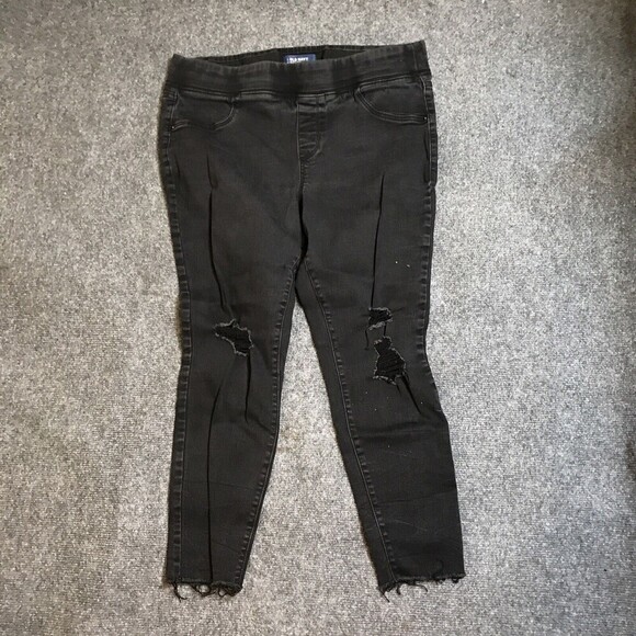 Rockstar Denim - Old Navy Rockstar Women Jeans Black Size 16 Petite Distress Mid Rise